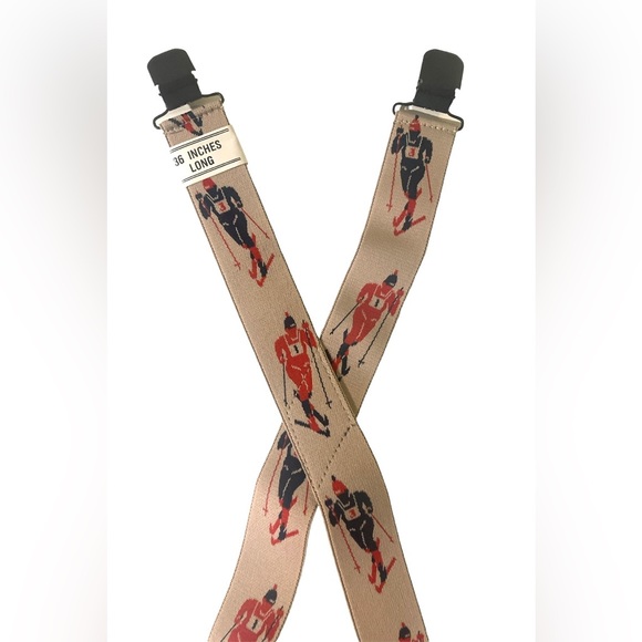 Suspenders with skiers (tan) - Picture 3 of 3